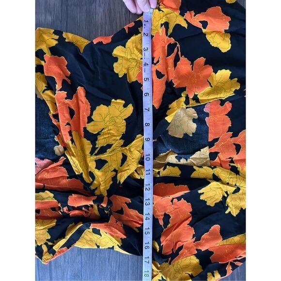 TOPSHOP Big Bloom  Multicolore Tie Wrap Blouse Gold Leaves Size 2 XS Fairy - Picture 12 of 12